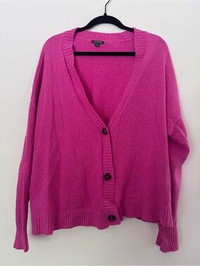 Women’s V-neck Button Cardigan Sweater - Hot Pink